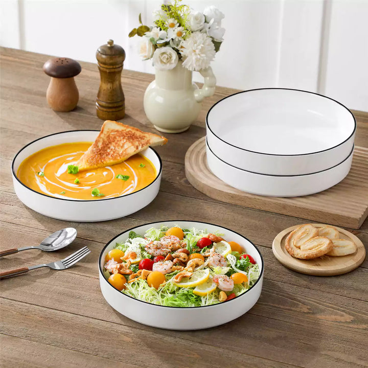 Guide comparing 30 oz and 46 oz porcelain pasta bowls for pasta servings, meal sizes, and storage.