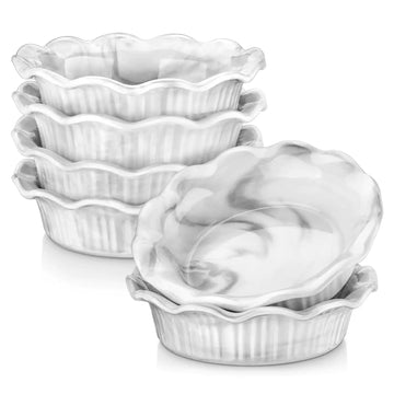 Marble Grey Porcelain Pie Pan filled with velvety yogurt and delicate soufflé cake, perfect for serving elegant desserts with a touch of sophistication