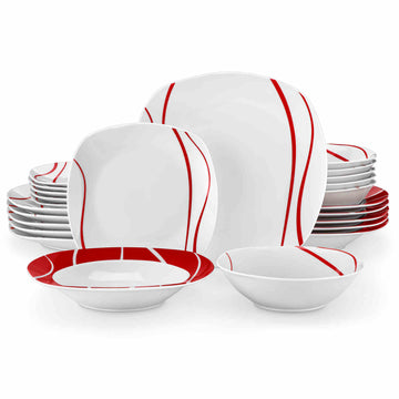 MALACASA Felisa 24-Piece Dinnerware Set With Softly Squared Silhouettes And Rounded Corners For A Modern And Timeless Look.
