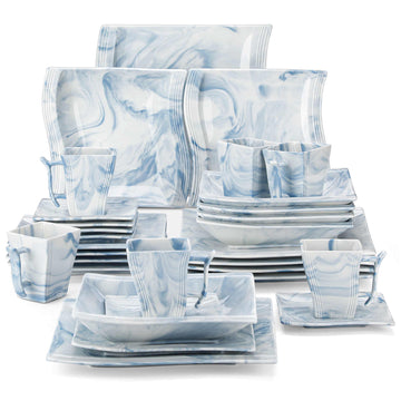 malacasa flora marble blue 30 piece dinnerware set#color_marble-blue