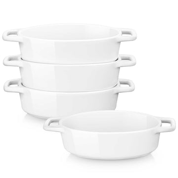 LOVECASA Oval Shaped Porcelain Versatile Bakeware With Handle Set Of 4