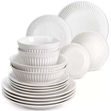 Leila 16 Piece Dinnerware Set - Ivory White#color_ivory-white