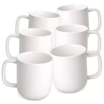 MALACASA Luna Set of 6 Mugs, fine porcelain mugs with soft lines and rounded edges, set of 6, ivory white, dishwasher- and microwave-safe.