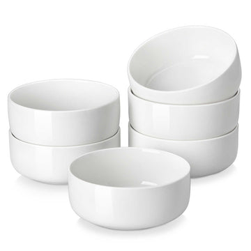 MALACASA Flat Round Luna Cereal Bowls Set of 6 Offer a Stylish Addition to Both Everyday Meals and Special Gatherings-Ivory White#color_ivory-white