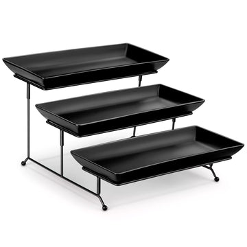 Elegant 3-Tier Black Server With Plates Perfect For Serving Desserts Appetizers At Any Event - 14 inch#size_14-inch-black-frame