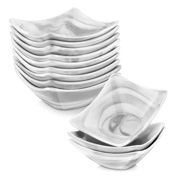 Marble Grey Porcelain Sauce Dishes Set of 12 – Perfect for Serving Nuts, Snacks, and Condiments