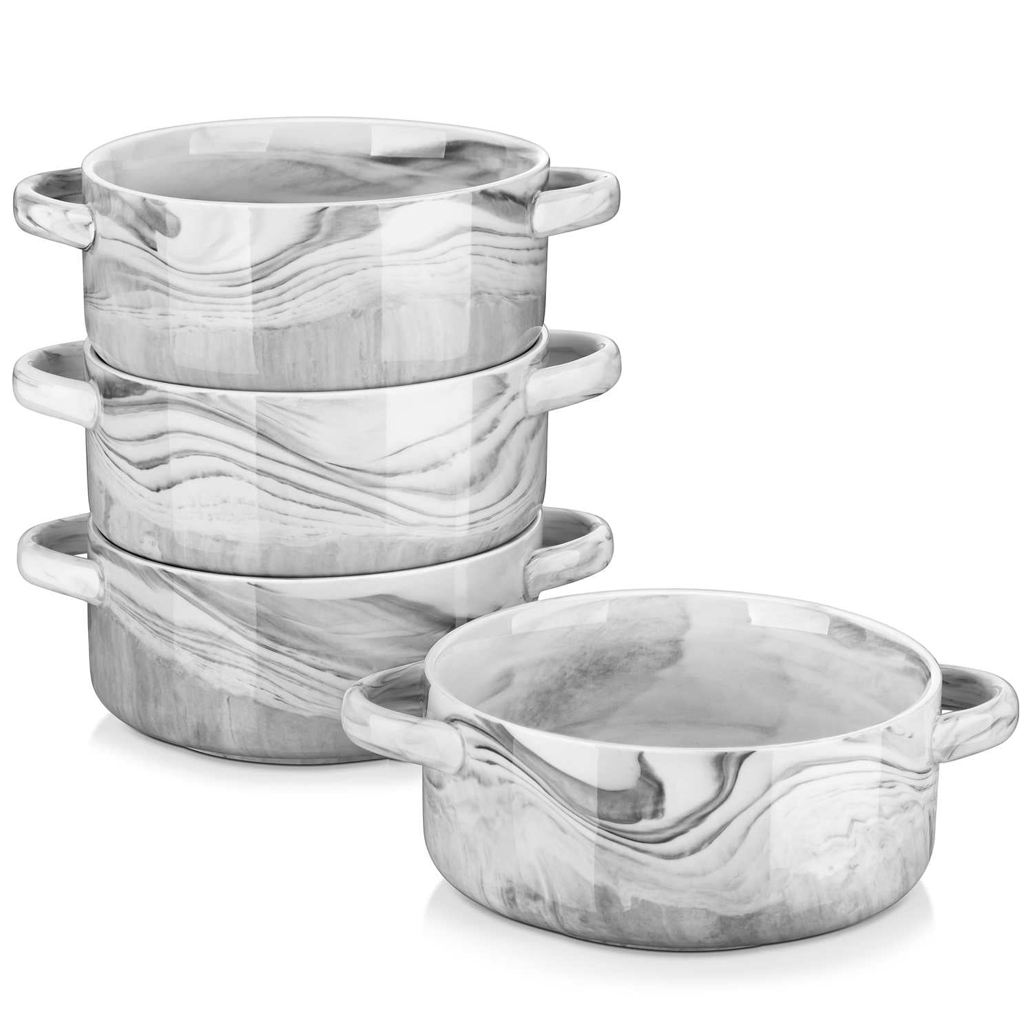 Okllen Lot de 4 bols à soupe en céramique avec poignées, 591 ml, bols à Okllen Lot de 4 bols à soupe en céramique avec poignées, 591 ml, bols à