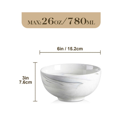 Marble Grey Soup Bowls Set of 4