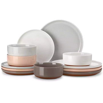 MALACASA Tara 12 Piece Dinnerware Set – A Perfect Blend Of Rustic Charm And Modern Design, Featuring Refined Lipped Edges, That Showcases Artisanal Craftsmanship - Multicolor#color_multicolor