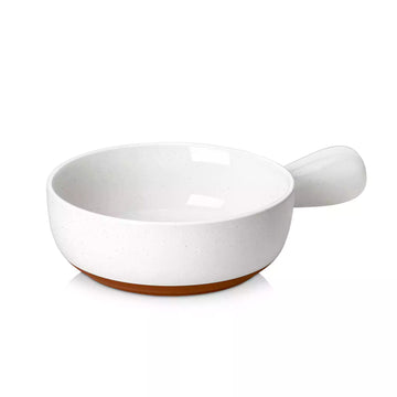 White ceramic bowl with a handle on a white background#quantity_single