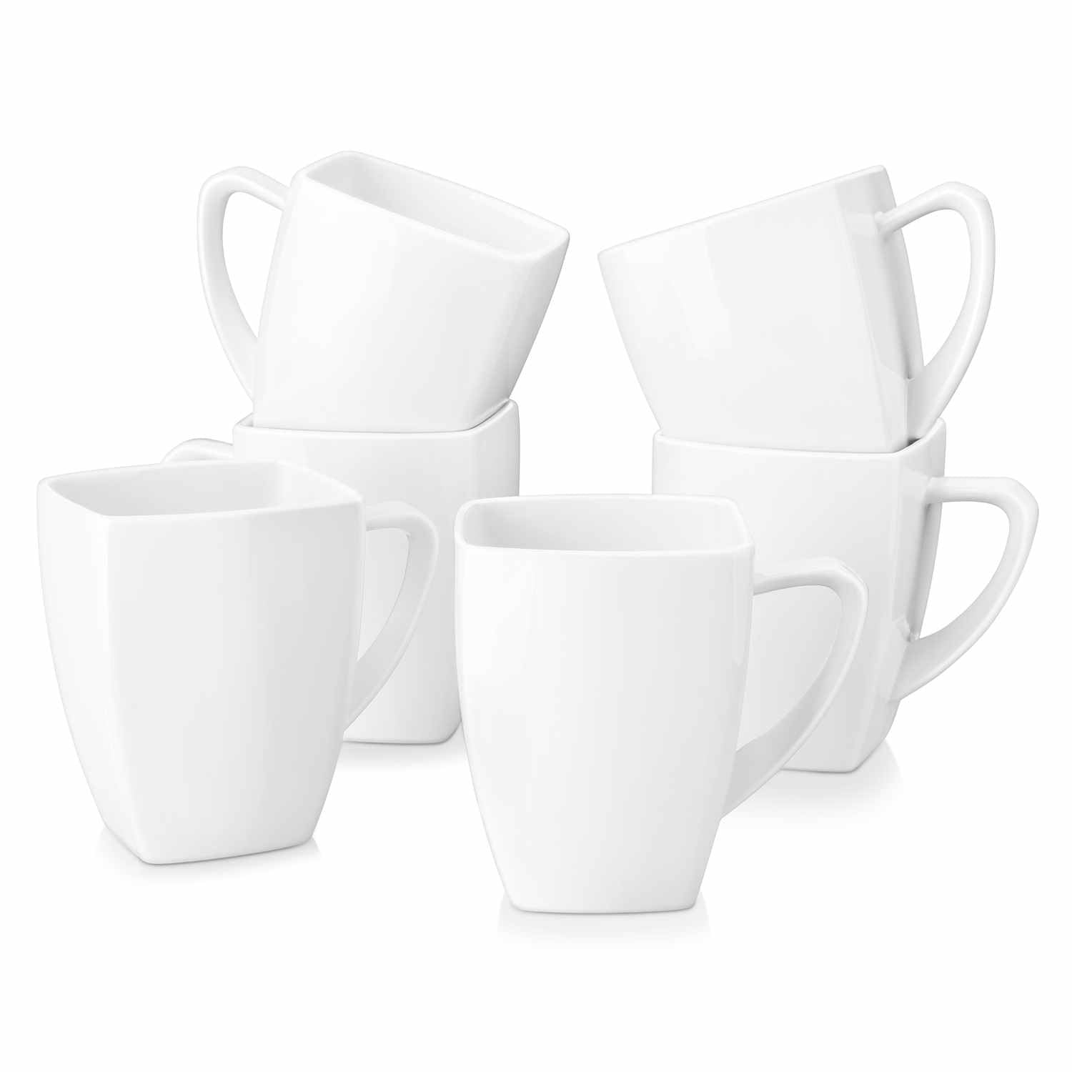 Malacasa, Carina Series Coffee Mugs, Ivory White Porcelain Coffee