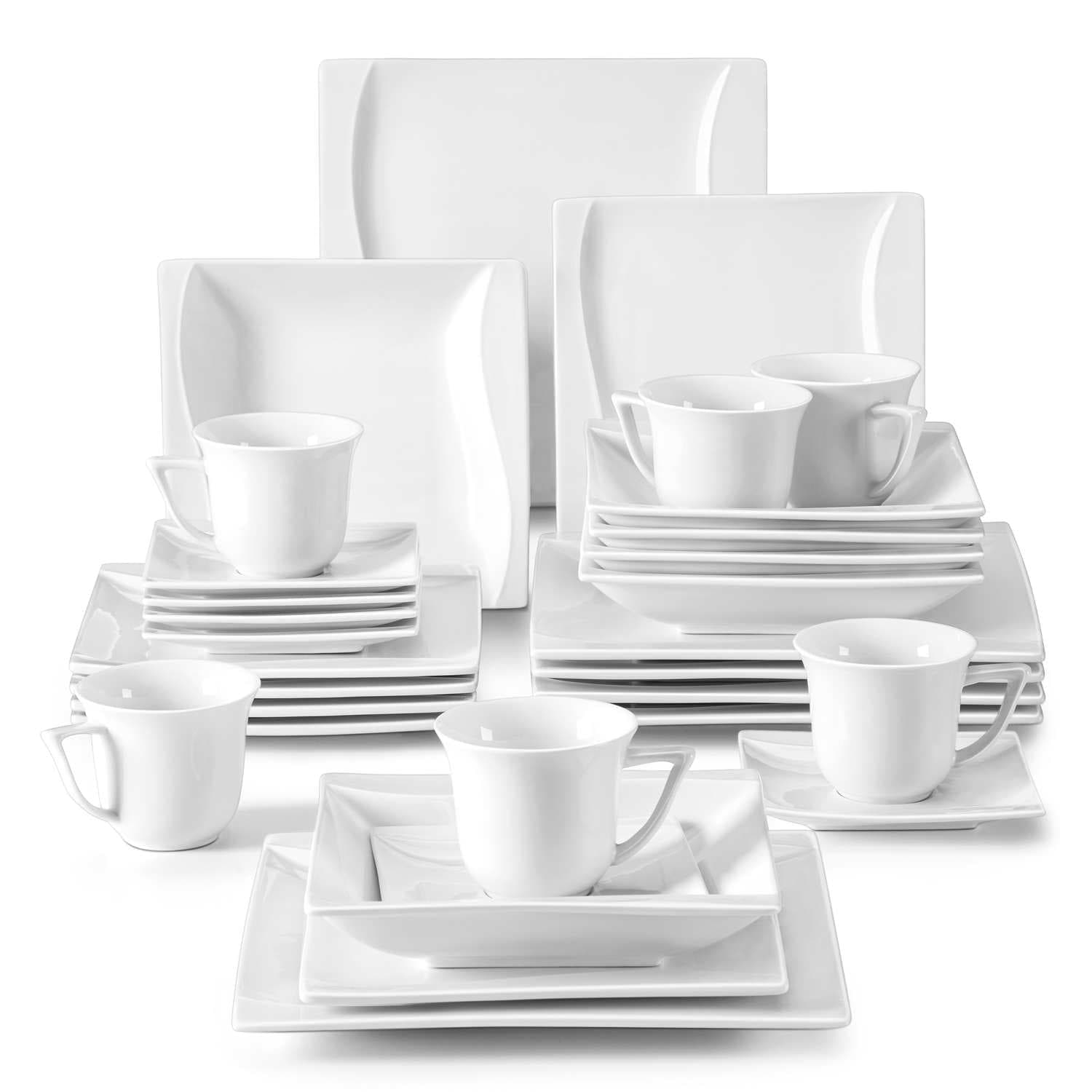 MALACASA 2-piece White Porcelain Dinnerware in the Serveware