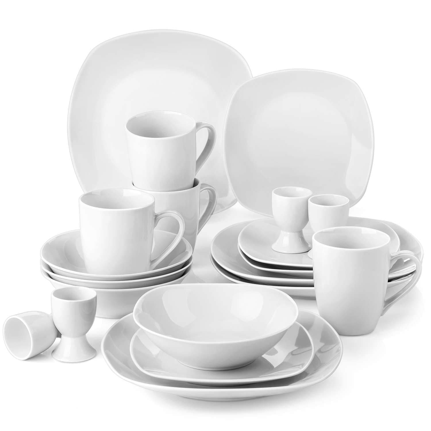 MALACASA 50-Piece Neutral White Porcelain Dinnerware Set ELISA-50