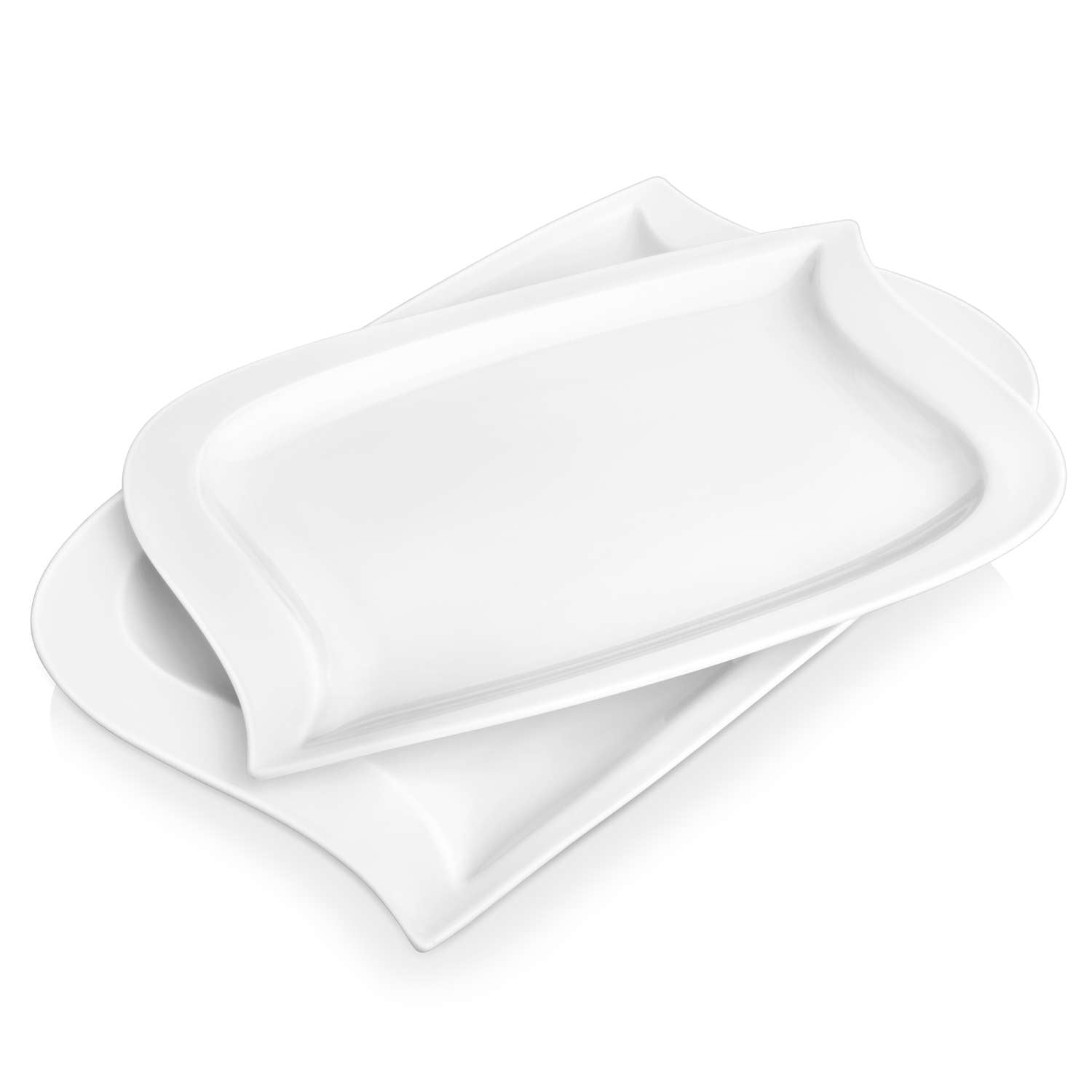 MALACASA, Series Blance, 2-Piece Porcelain Rectangular Plate Dinnerware  Set, Ivory White Dinner Set, (11,13.25)