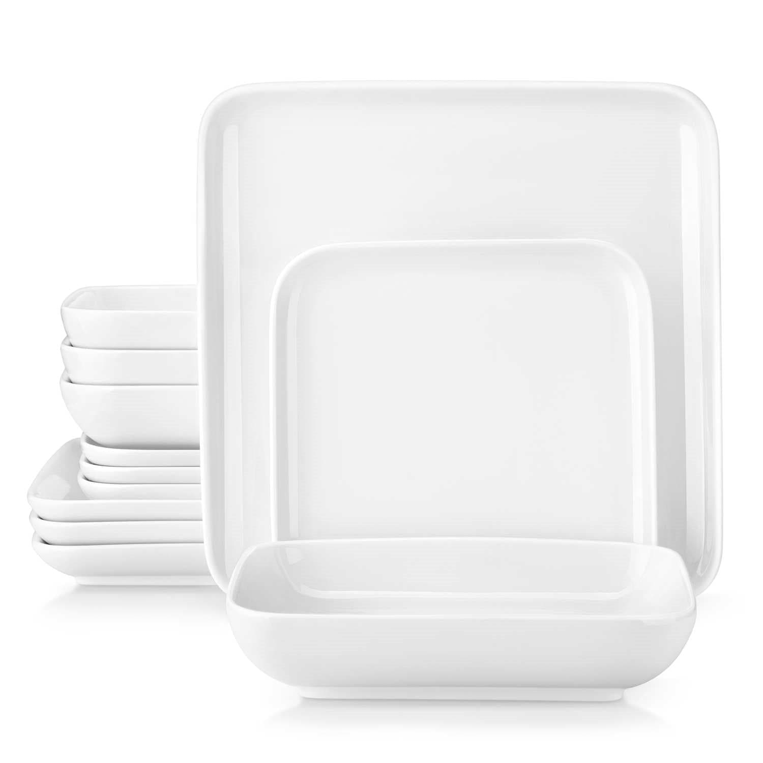 MALACASA 12-Piece White Porcelain Dinnerware at