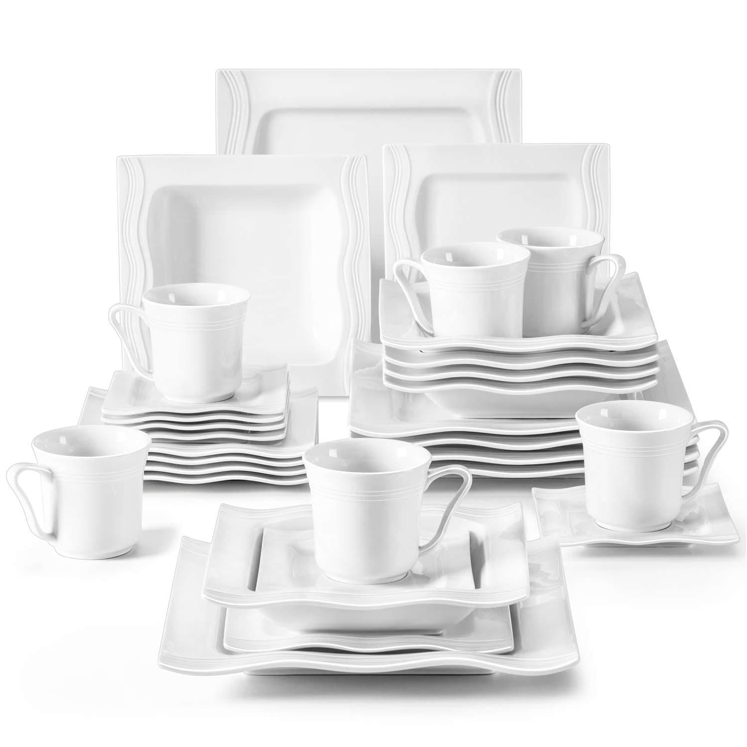 MALACASA Series Julia Dinnerware Set 30-Piece Porcelain Dinner Service Set  for 6