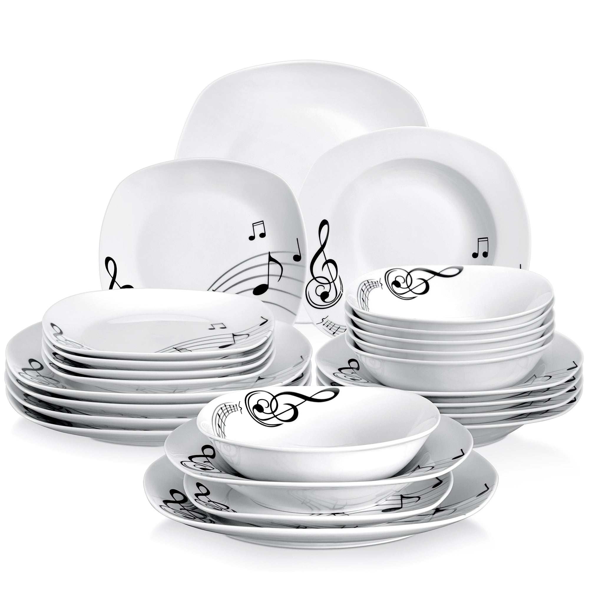 MALACASA Elisa 24-Piece Ceramic Porcelain Tableware Dinner Set