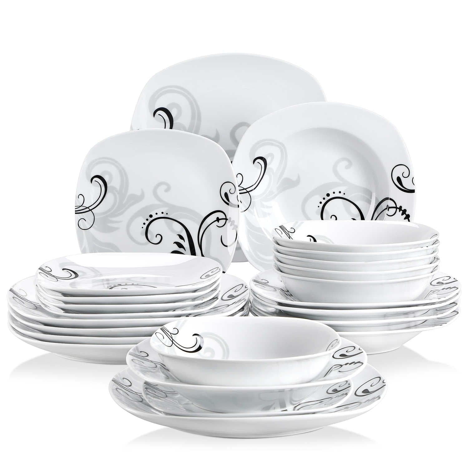 MALACASA Aviva Porcelain China Dinnerware Set - Service for 12