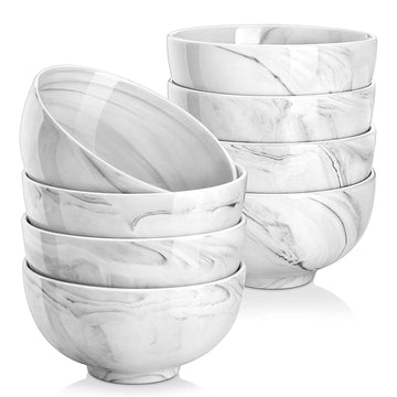 MALACASA 8 marble grey pasta bowls 10oz