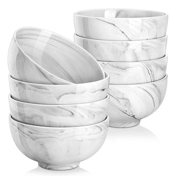 MALACASA 8 marble grey salad bowls 14oz