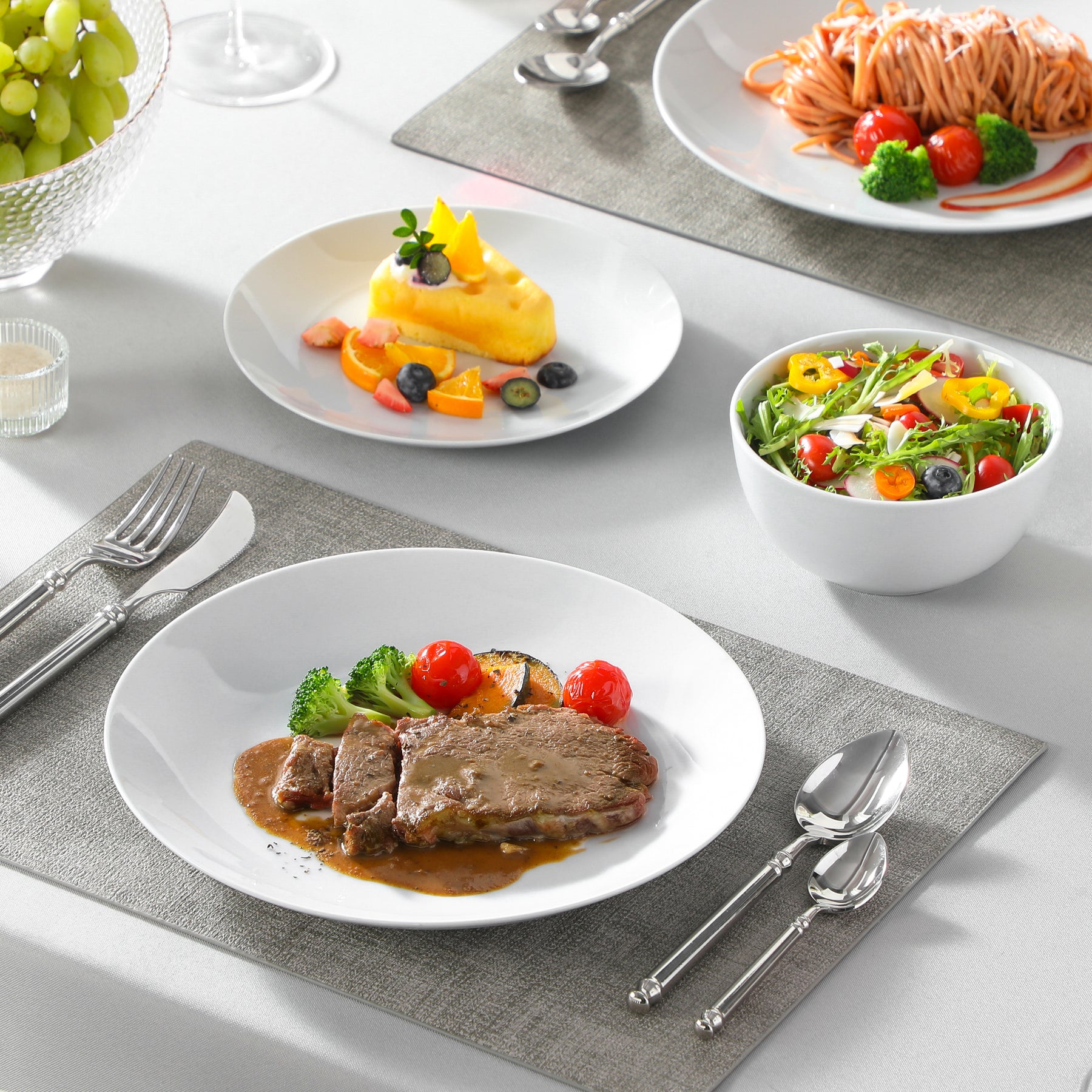 MALACASA Amelia 12-Piece Porcelain Dinnerware Set in Off-White, designed for durability and sophistication in both home and upscale dining environments.