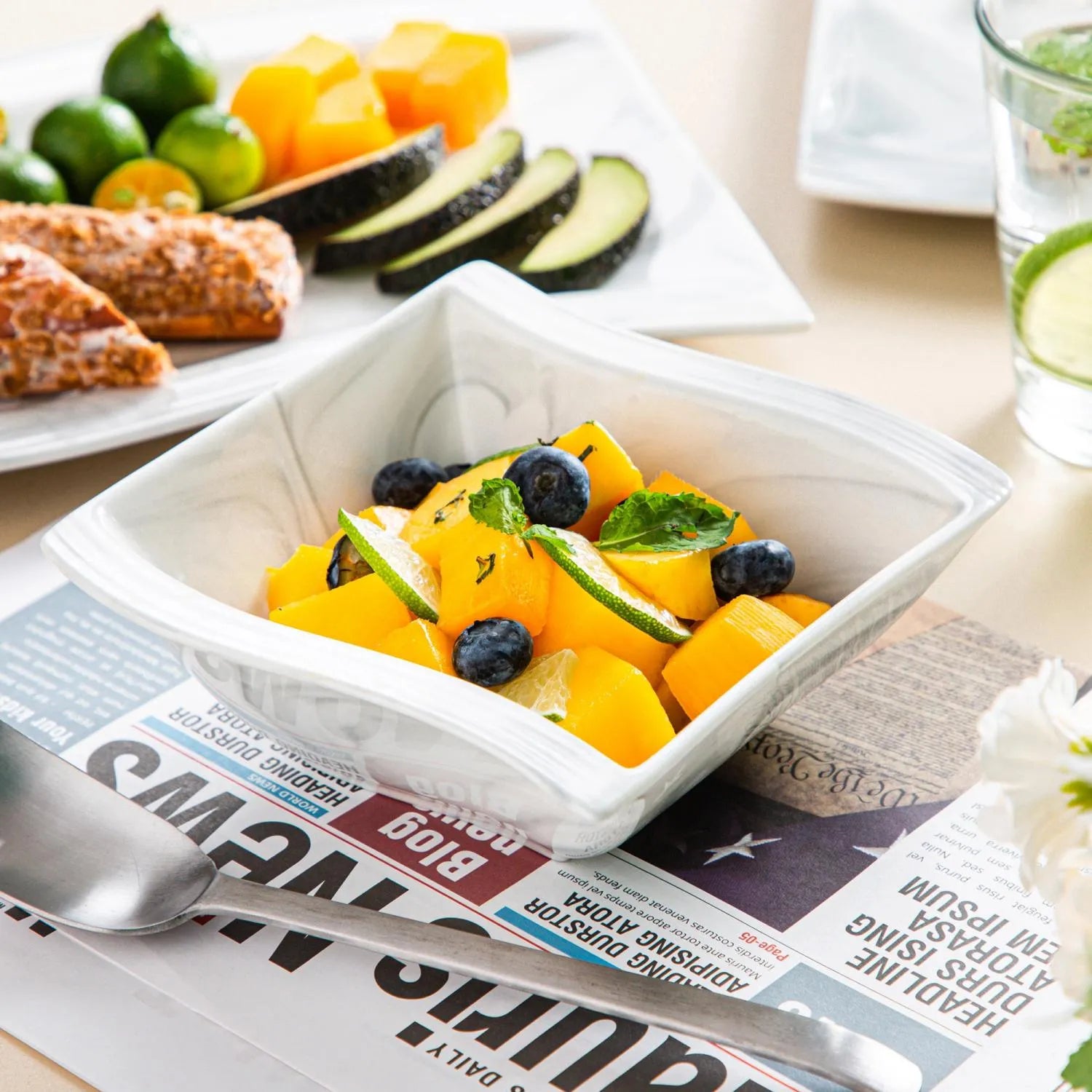 Dinnerware with marble-inspired patterns that elevate everyday meals and create intimate, mindful dining moments with elegant stone-like aesthetics
