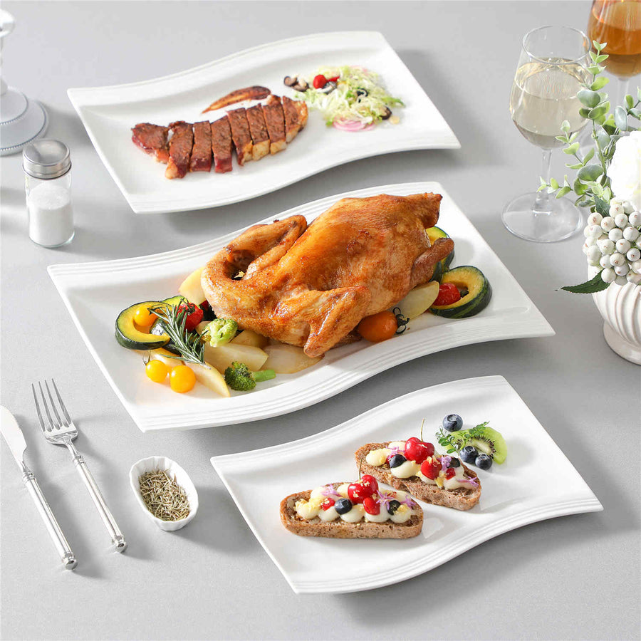 Choosing between a handled serving tray and a flat platter for carrying drinks, presenting food, and serving guests.