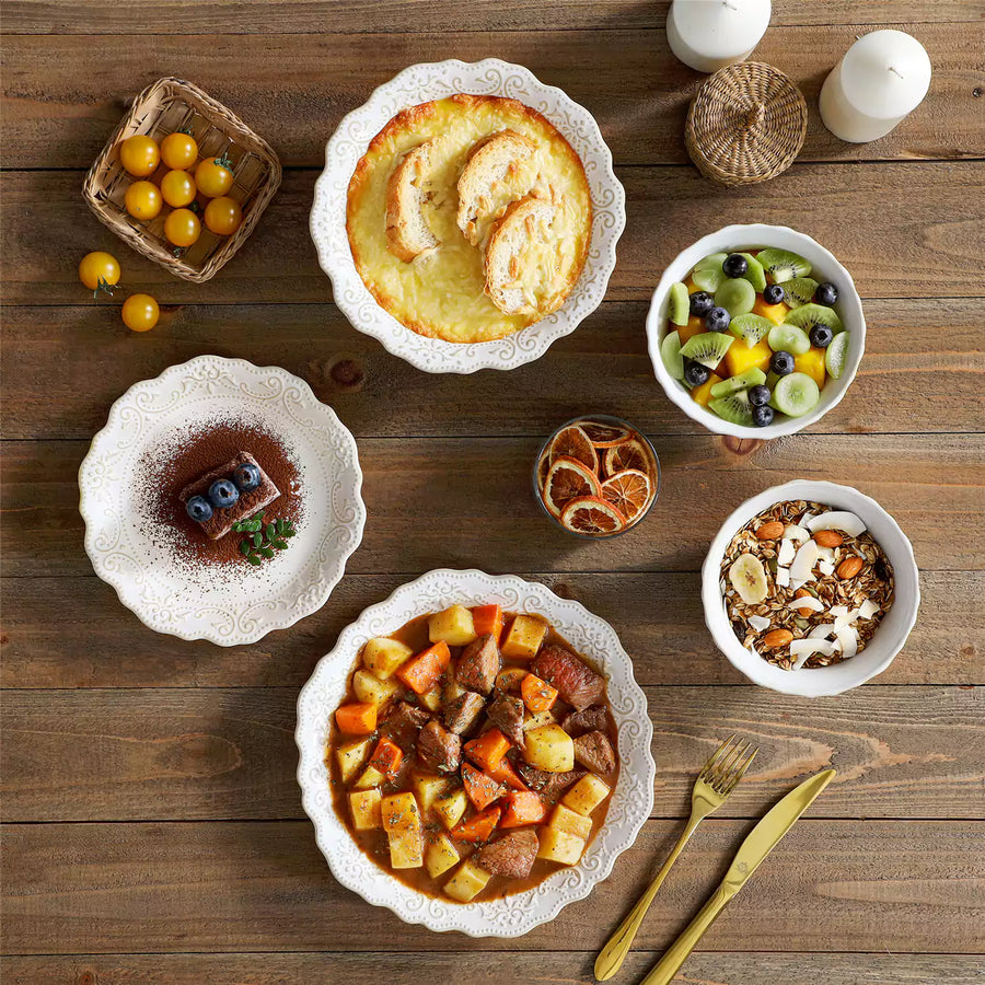 Mindful eating guide explaining how smaller dinner plates and stoneware dinnerware help with portion control and healthier dining habits.