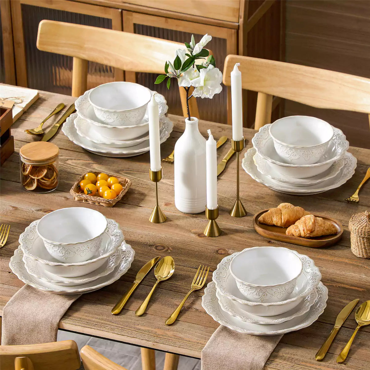 Giselle Lace Embossed Stoneware Set