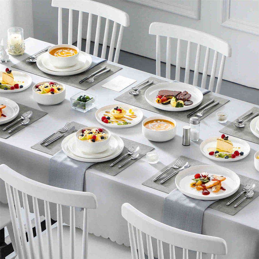 MALACASA Round Luna 18-Piece Porcelain Dinnerware Set in  Ivory White