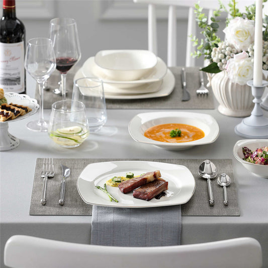 16-Piece Bone China Set In Gold Trim, Perfect For Special Occasions, Holiday Celebrations, And Romantic Dinners With Elegant Sophistication