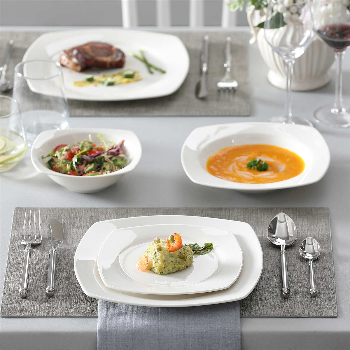 MALACASA Rafa 16 Piece Bone China Dinnerware Set
