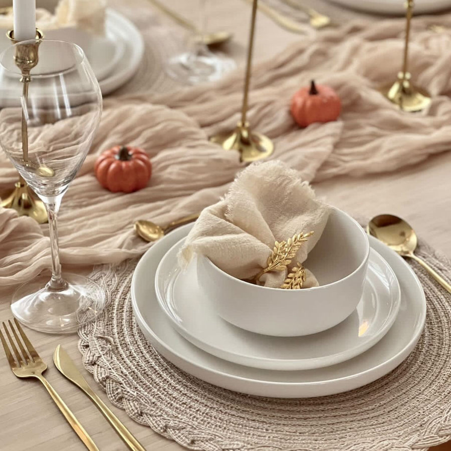 Comparison of ivory, cream, and grey-white dinnerware shades showing warm and cool white undertones.