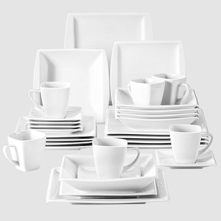 MALACASA 6-Piece White Porcelain Dinnerware