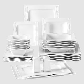MALACASA Series Mario Porcelain Dinnerware Set Dinner Dishes White