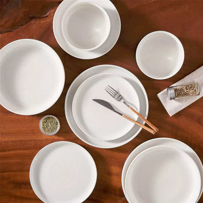 MALACASA Tara White Stoneware Set for 8