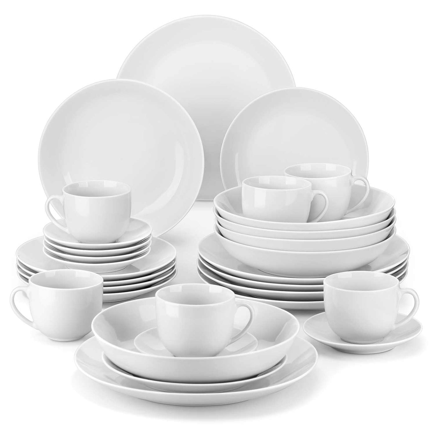 MALACASA Blance 30-Piece Porcelain Tableware Dinner Set with 6