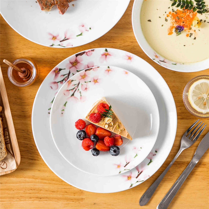 Annie Round 18 Piece Sakura Dinnerware Set | MALACASA