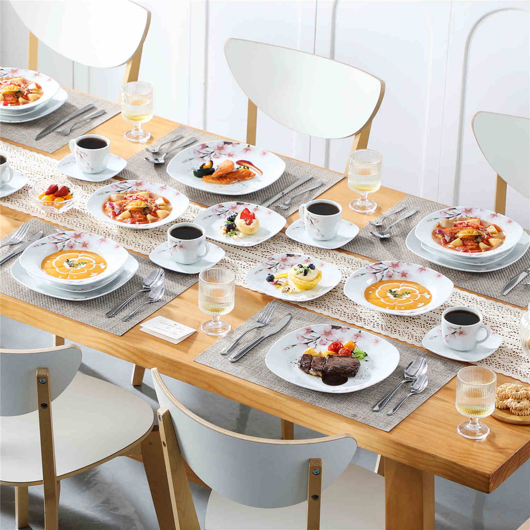 Annie 30-Piece Dinnerware Set | Sakura Design | Off-White Porcelain