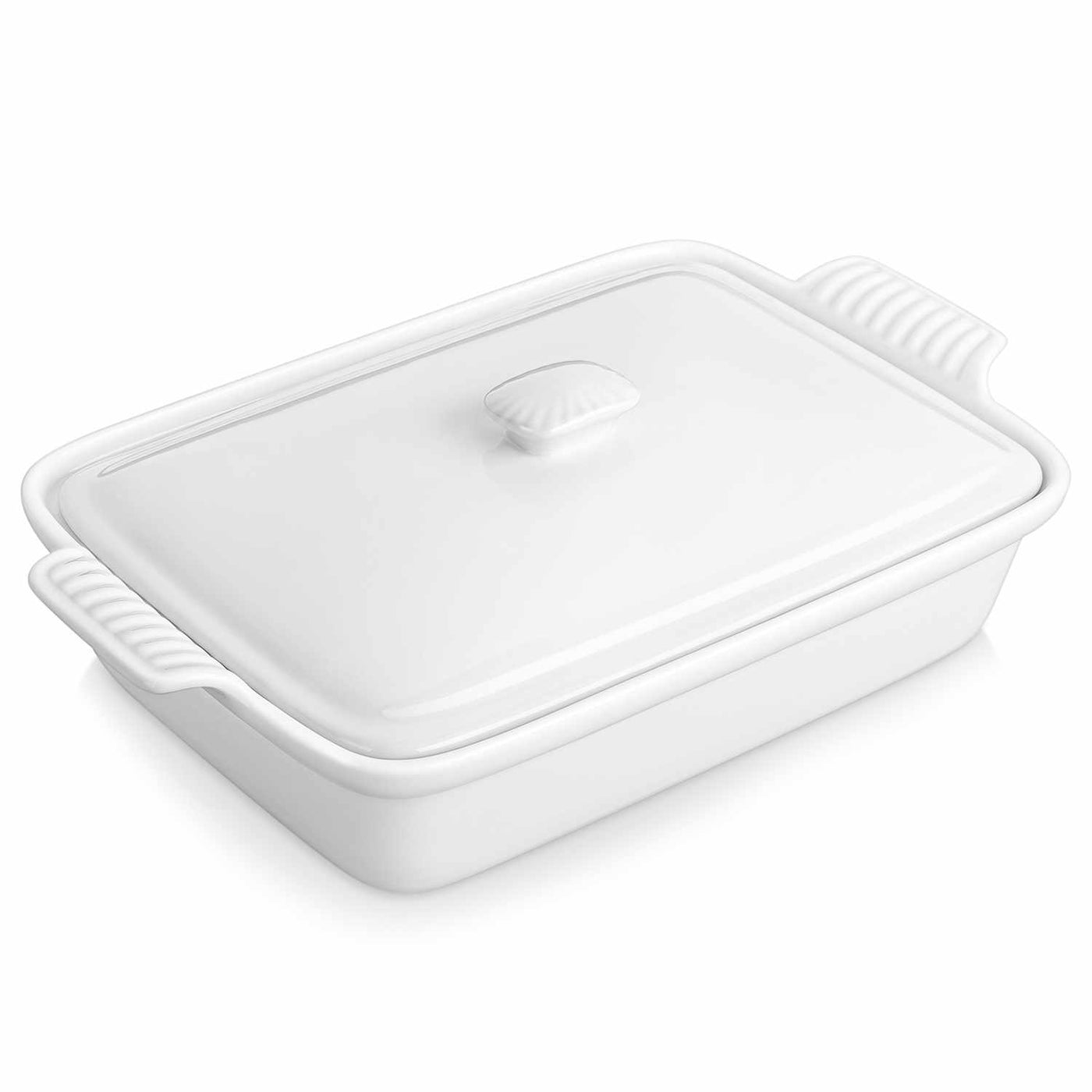 MALACASA 3.4QT Casserole with lid, crafted from high-quality materials, perfect for baking and serving hearty meals, ideal for family gatherings or special occasions-Ivory White#color_ivory-white