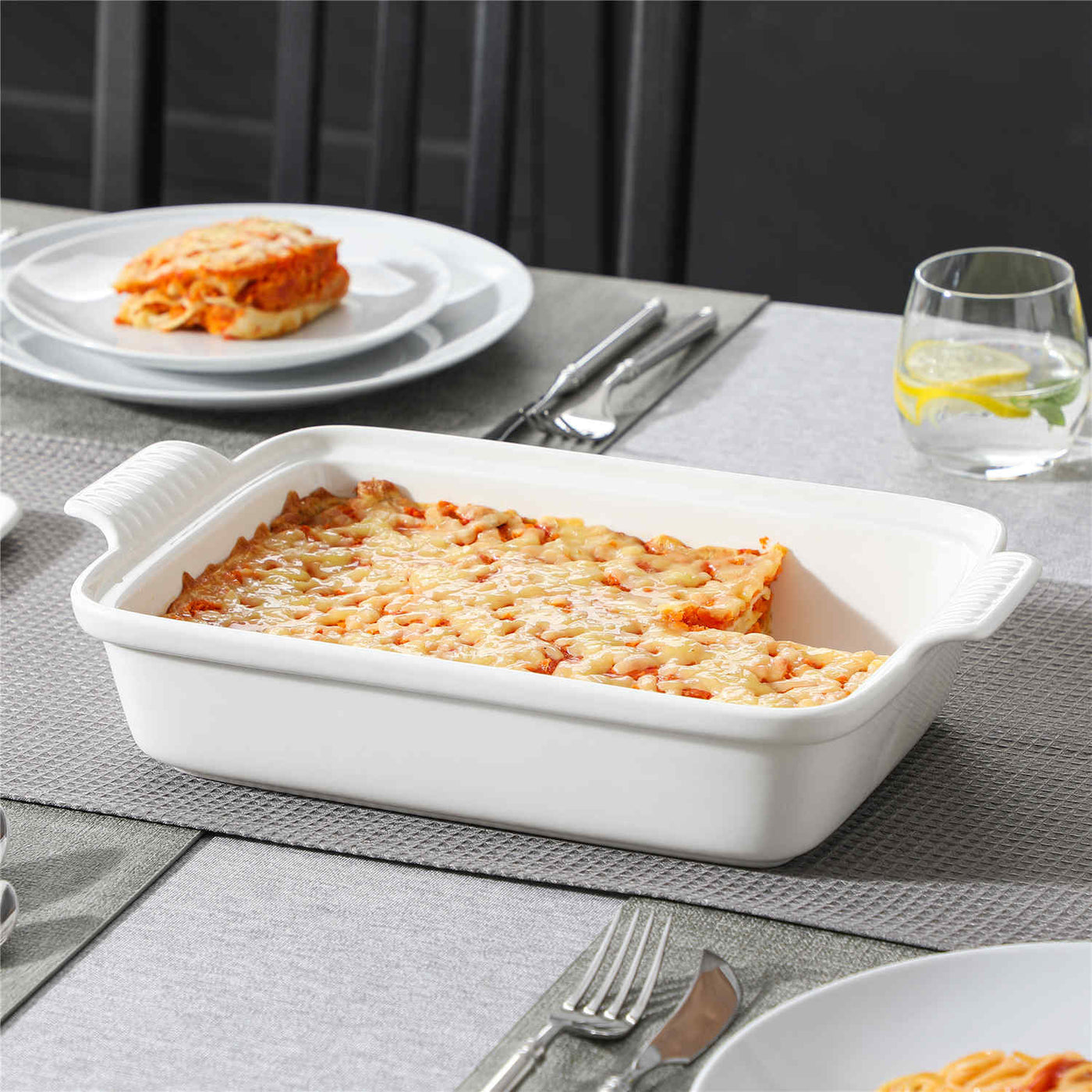 MALACASA 3.4QT Casserole with lid, crafted from high-quality materials, perfect for baking and serving hearty meals, ideal for family gatherings or special occasions-Ivory White#color_ivory-white