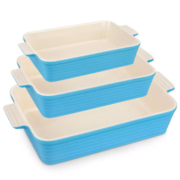 Blue Porcelain Baking Dishes, Set of 3