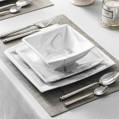 Blance Marble Grey 12 Piece Dinnerware Set with Dinner & Dessert Plates and Bowls#color_marble-grey