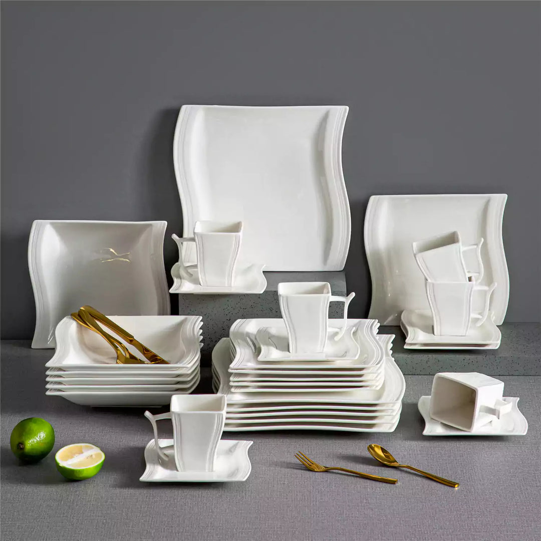oldsea 花Rim.プレス 2個セット Flora 30-Piece Porcelain Dinnerware Set | Service for 6