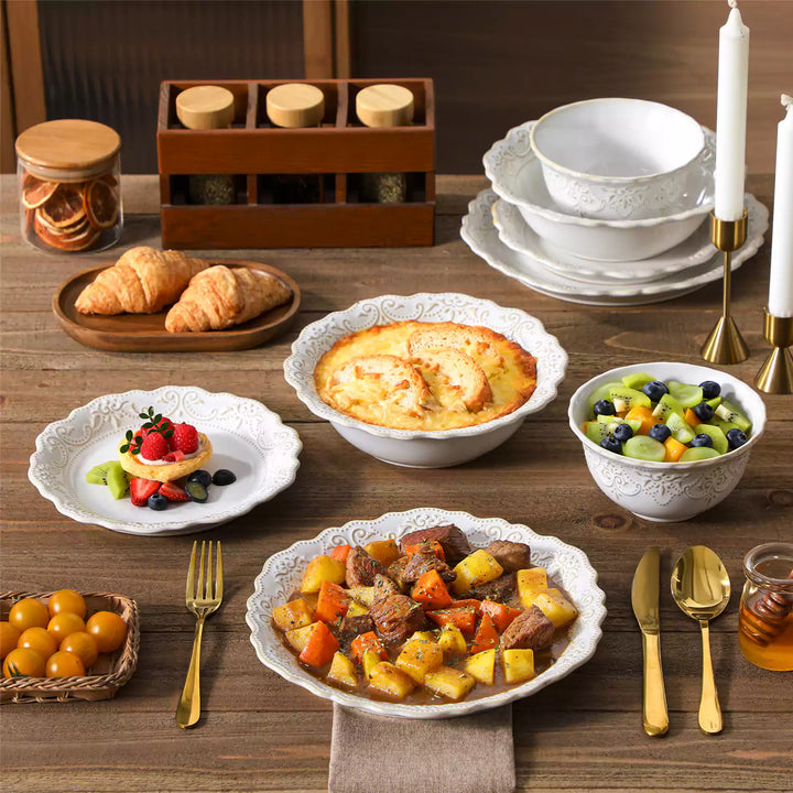 Giselle 16-Piece Vintage Stoneware Dinner Set for 4