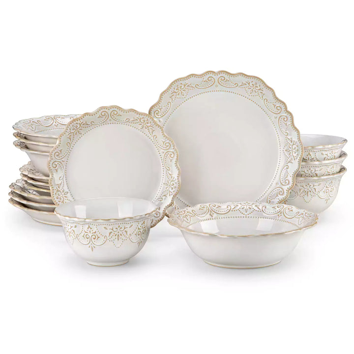 Giselle 16-Piece Vintage Stoneware Dinner Set for 4 Giselle 16-Piece Vintage Stoneware Dinner Set for 4