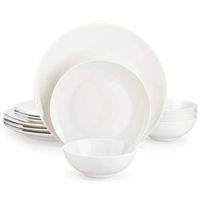 Jera 12 Piece Bone China Dinnerware Set - White#color_white