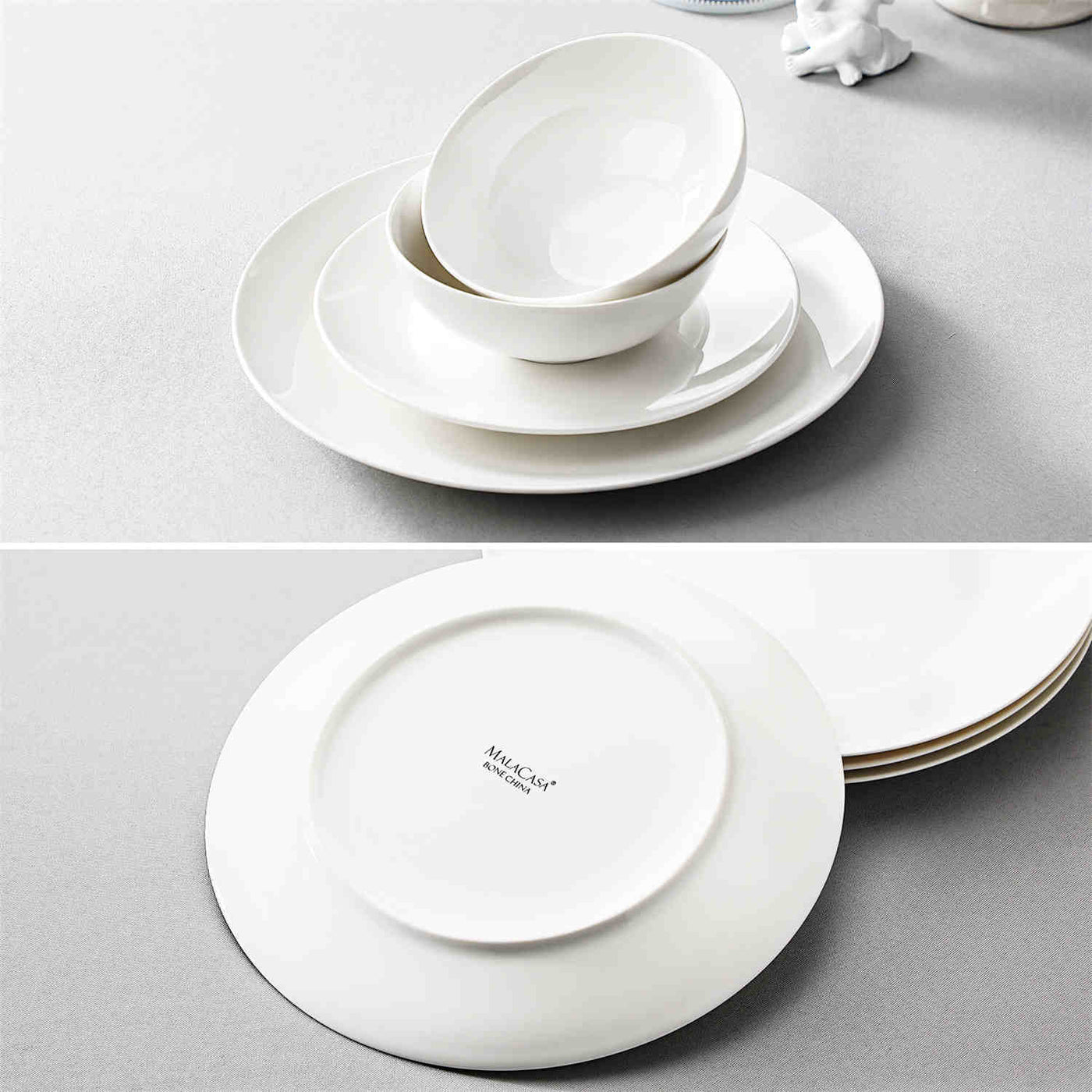 Jera 12 Piece Bone China Dinnerware Set - White#color_white