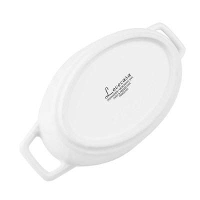 LOVECASA Oval Shaped Porcelain Versatile Bakeware With Handle Set Of 4