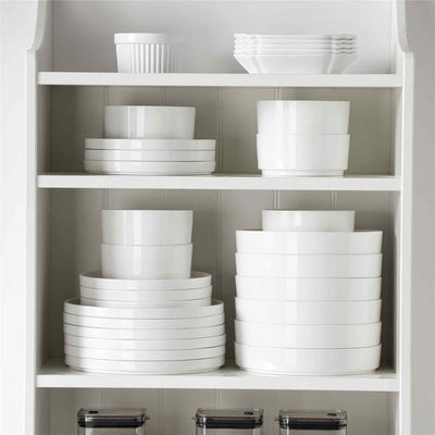 MALACASA Leah 12-Piece Porcelain Dinnerware Set - Includes Plates and Bowls with a Round Design and Pared-Down Lines for a Timeless Dining Aesthetic - Ivory White#color_ivory-white